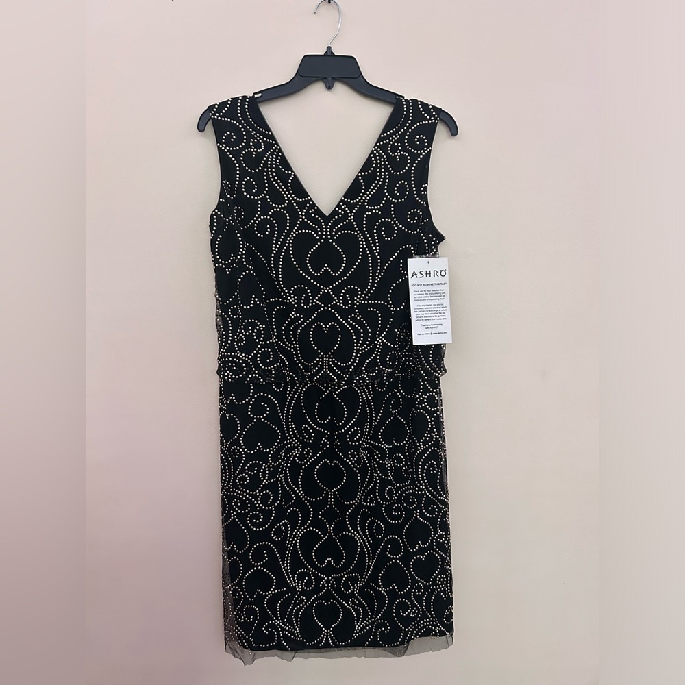 NWT Ashro black and gold dress, size 22W
